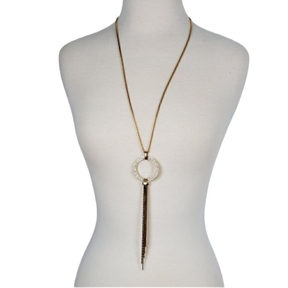 Women's Sweater Long Necklace Color Gold - Picture 1 of 4
